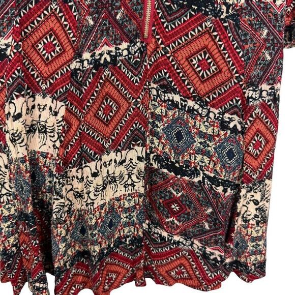 Holding Horses Anthropologie Bell Flare Sleeve Dress Mini Fit Flare Red Print M - Picture 11 of 16